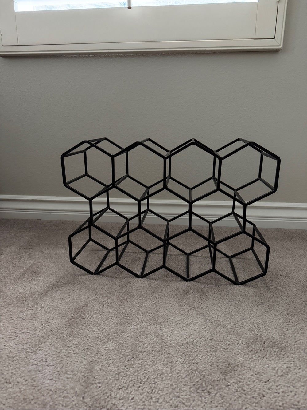 Modern Black Metal Honeycomb Wine Rack | Holds 11 Bottles Countertop Wine holder